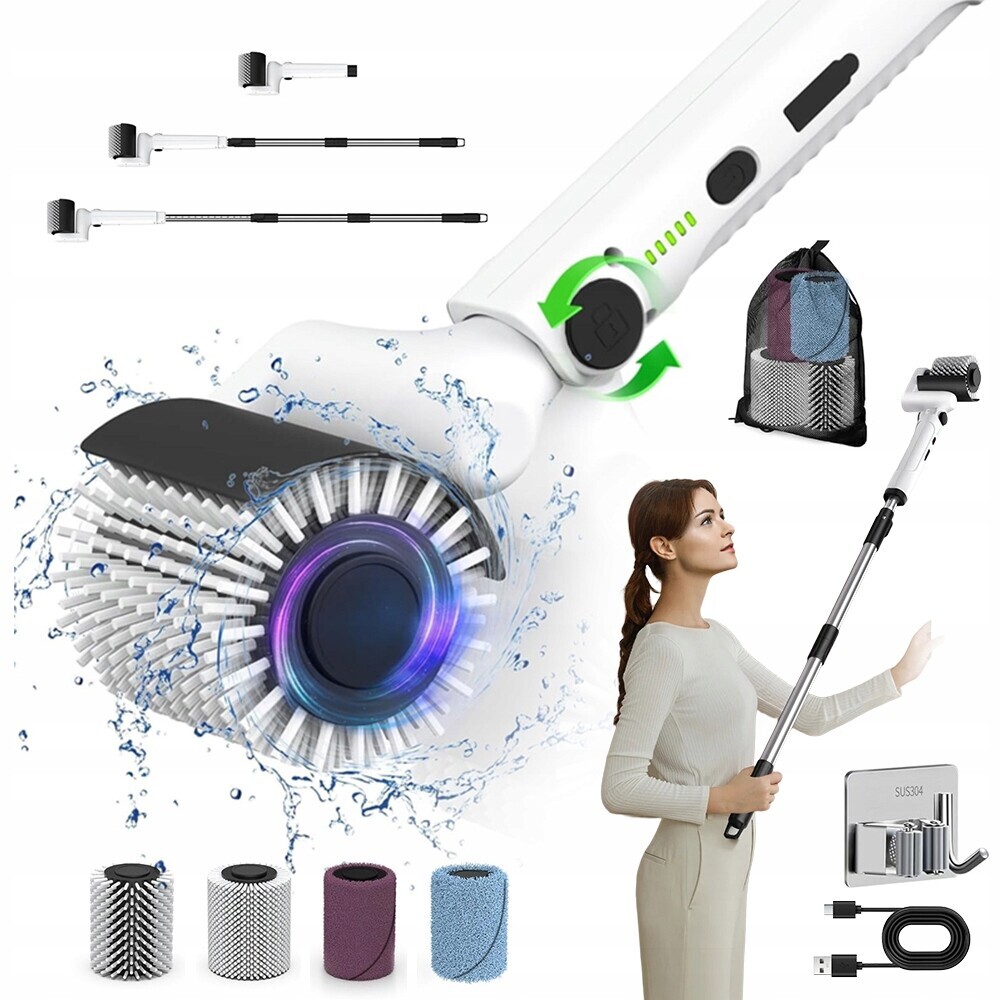 Elektrický kartáč se 4 vyměnitelnými kartáči, nastavitelná délka