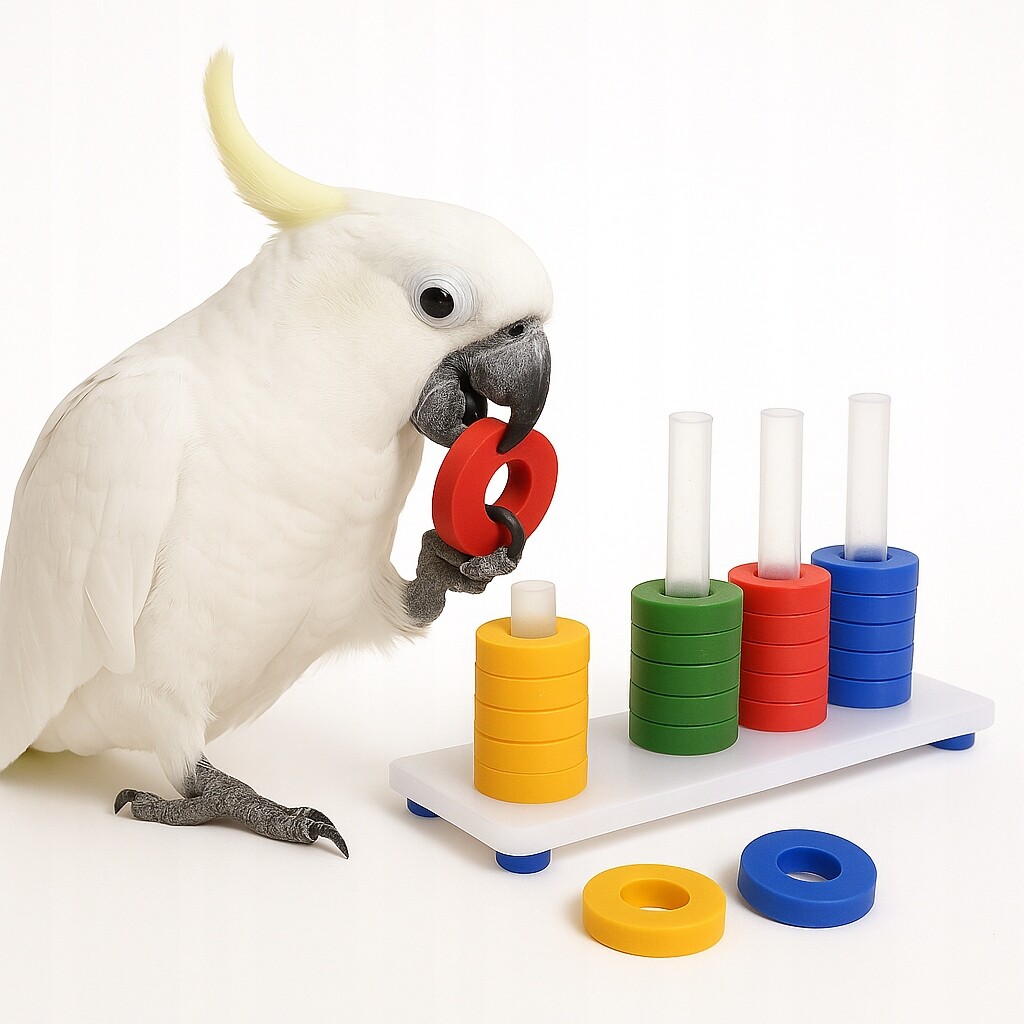 Logická skládačka pro papoušky Kroužky M