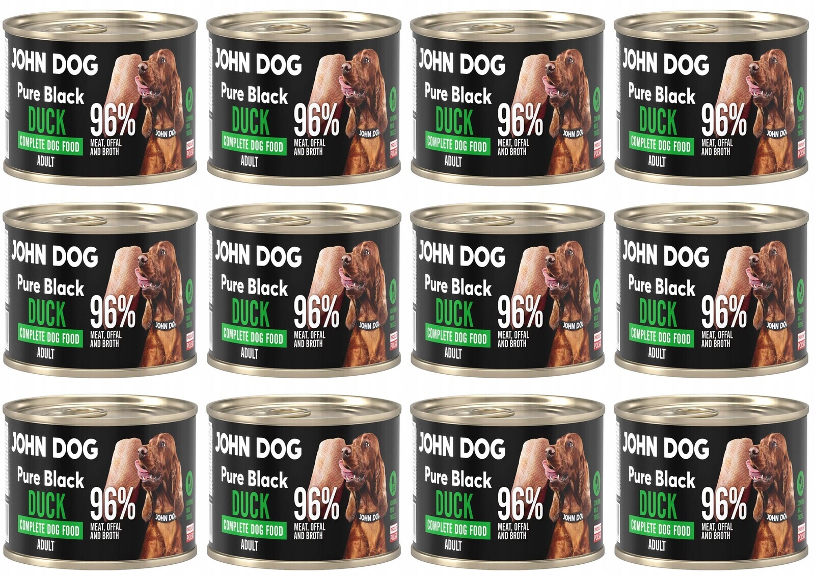 John Dog Pure Black Adult Duck 12 x 200 g malá plechovka