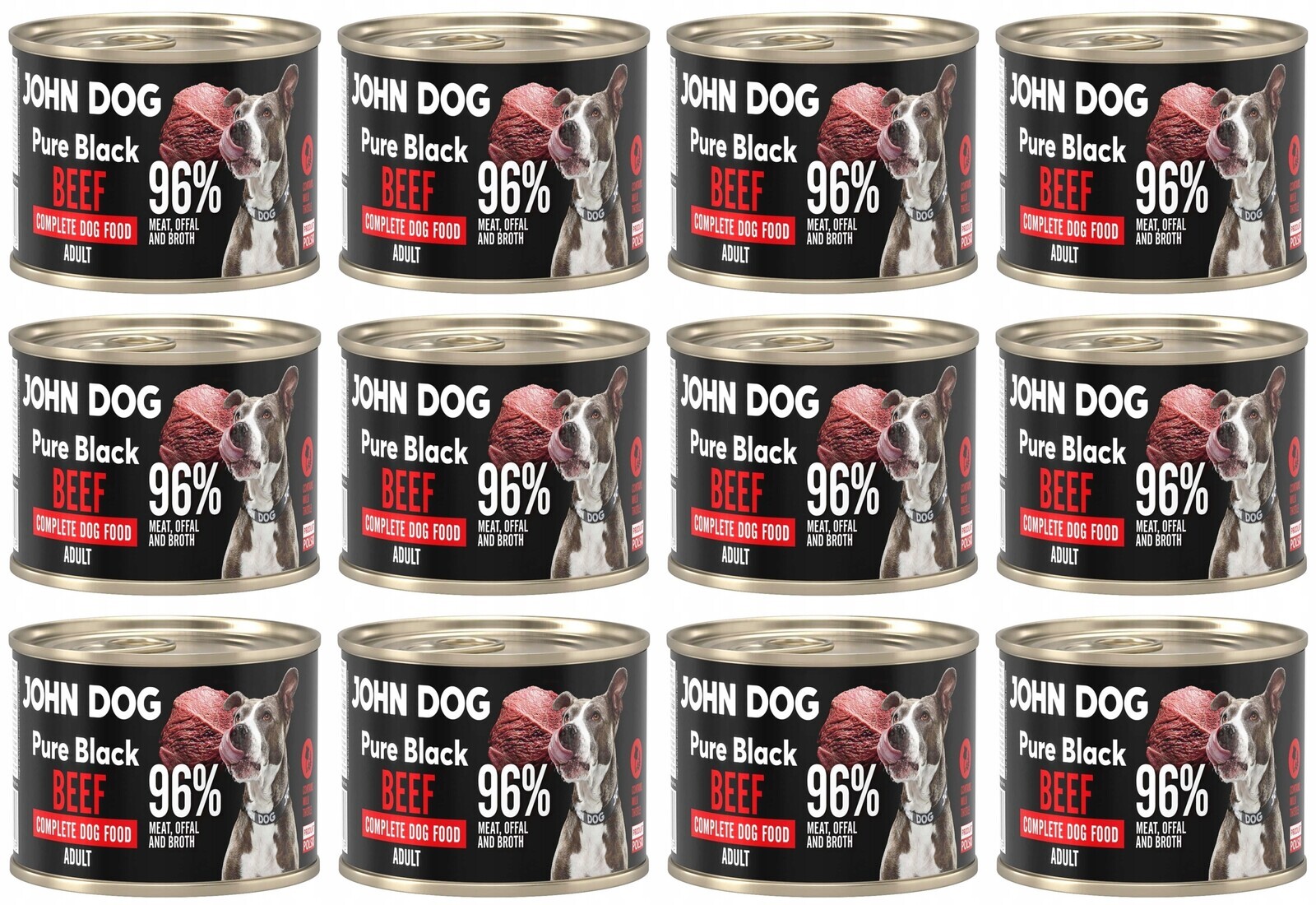 John Dog Pure Black Adult Beef 12 x 200 g malá plechovka