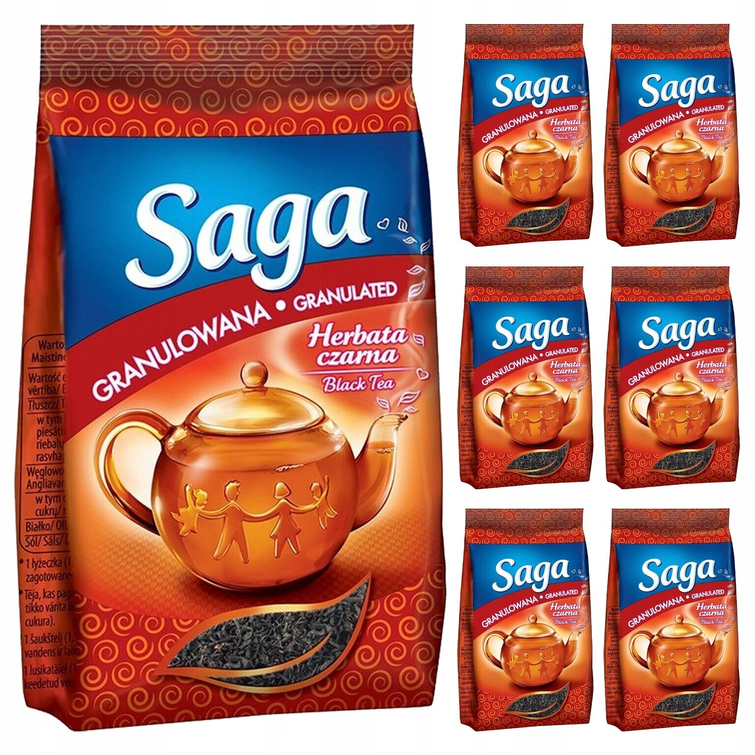 Čaj Černý Granulovaný 7 x 90 g Saga 0 kalorií Ideální přírodní pára