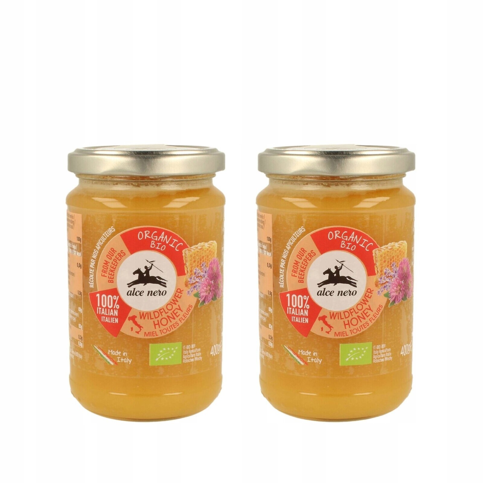 2x Med Mnohokvětý Bio 400g přírodní nepasterizovaný eko Alce Nero
