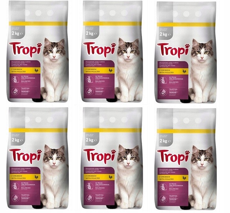 Krmivo suché Tropi pro kočky s drůbežím 2kg x 6 Ks Drůbež Kočka