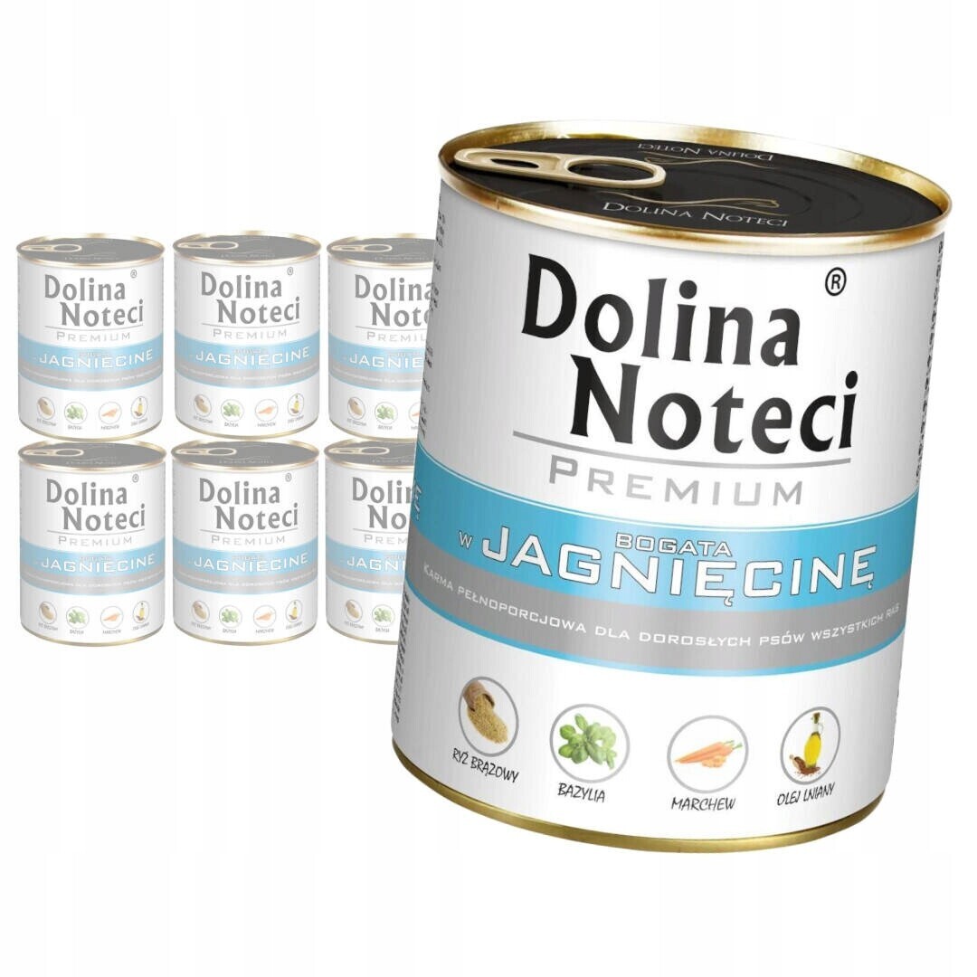 Dolina Noteci Premium Bohatá na jehněčí maso Sada 8x800g Vlhké Krmivo pro psy