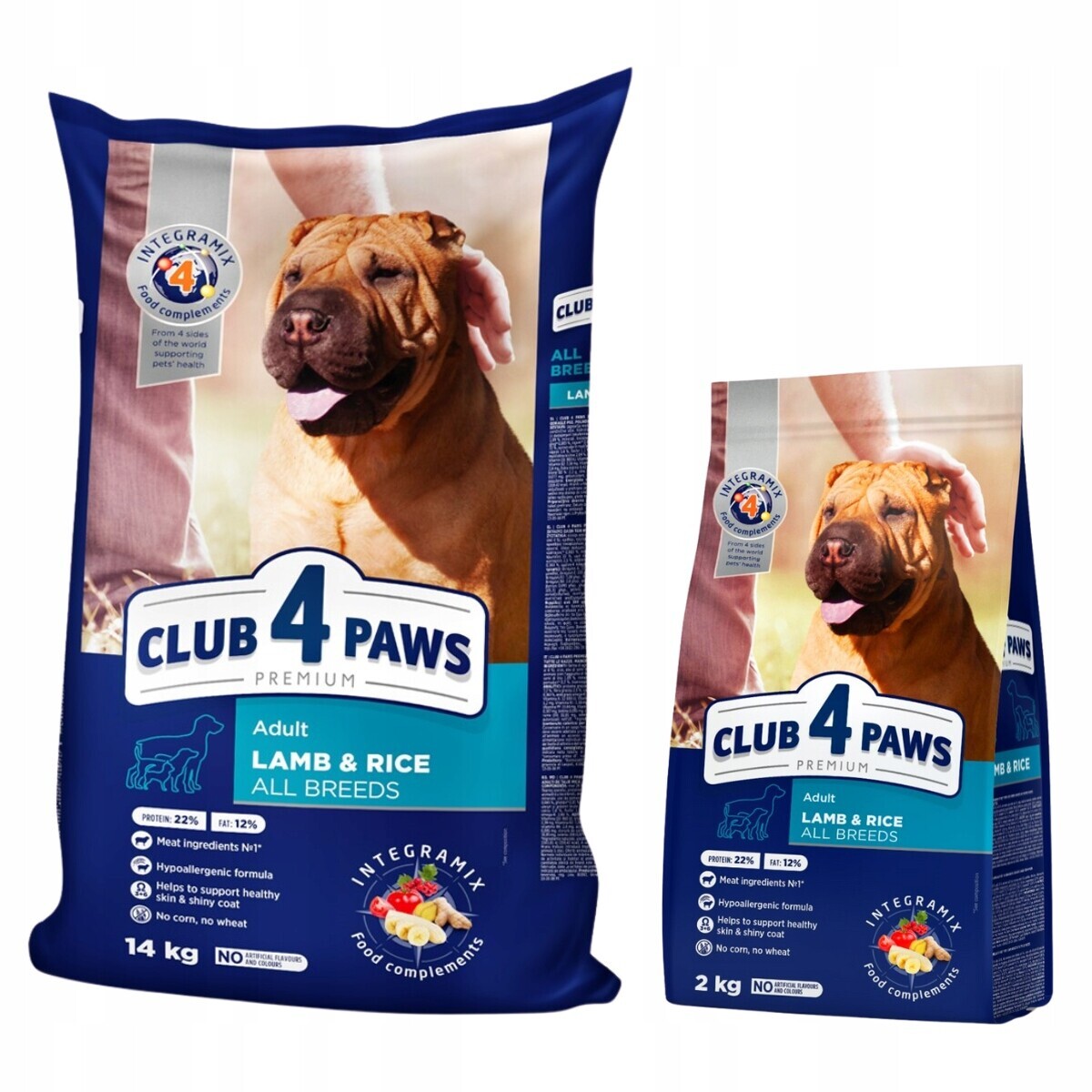 Suché krmivo pro psy s jehněčím masem a rýží Club 4 Paws 14+2 kg