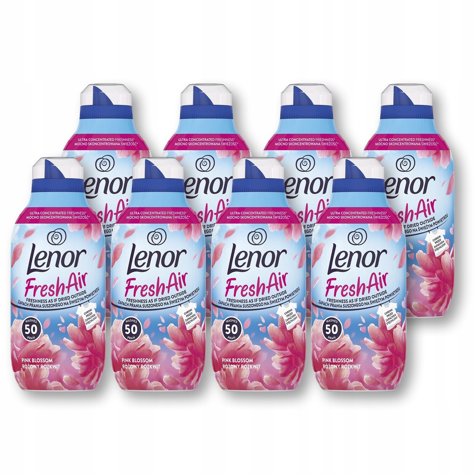 8 x Lenor Fresh Air Effect Tekutá aviváž 50 praní, Pink Blossom