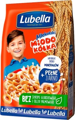Snídaňové vločky Lubella Mlékovky Kolečka Medové Obilné 250g (op12ks)
