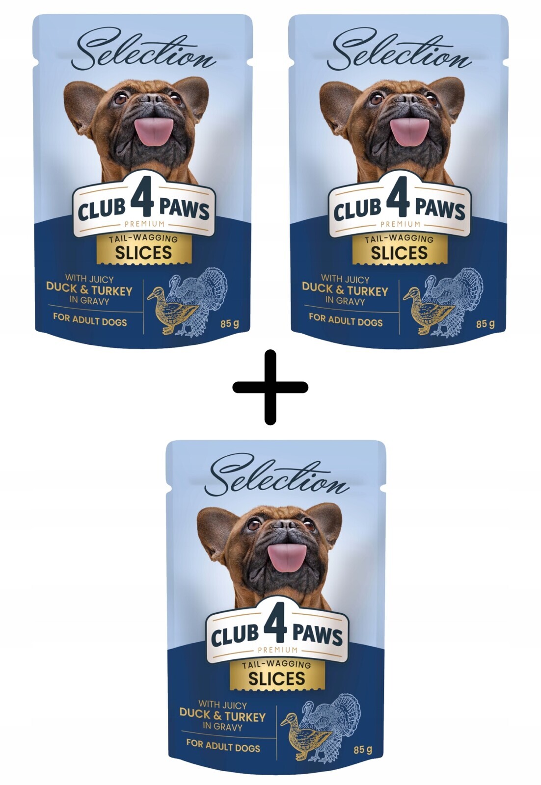 24+12-85g Club 4 Paws Vlhké krmivo pro psy malých plemen kachna a krůta v omáčce