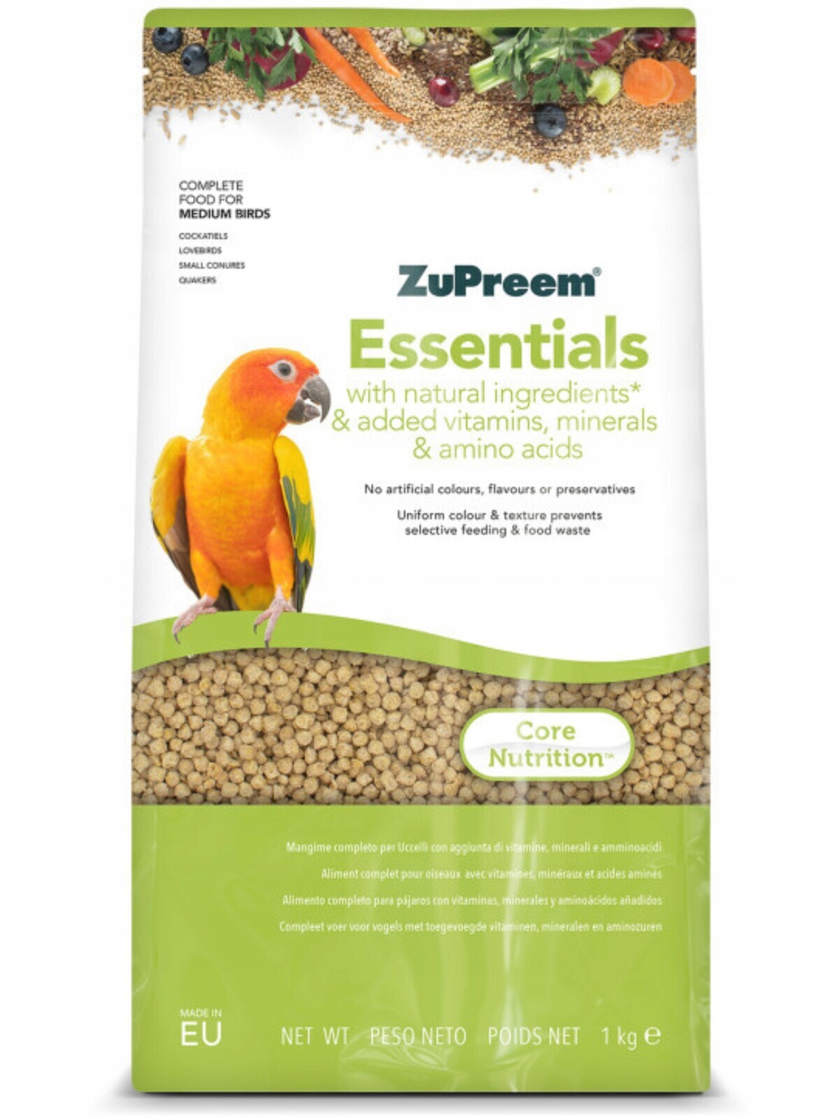 ZuPreem Essentials M 1 kg – granule pro malé a střední papoušky