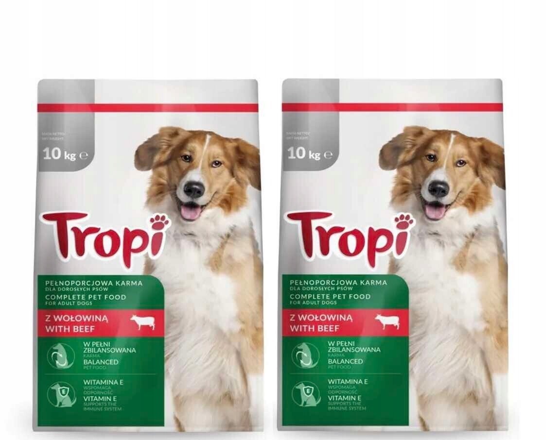 Tropi krmivo pro psy 10 kg hovězí maso x 2 ks