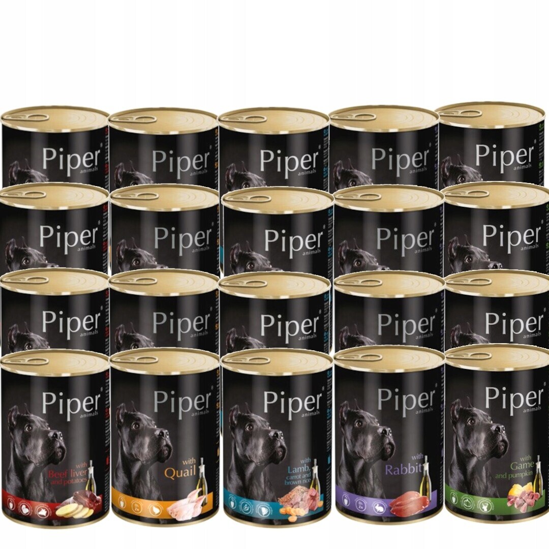 Dolina Noteci Piper Plechovka Krmivo Vlhké pro psa Mix Sada 12x400g