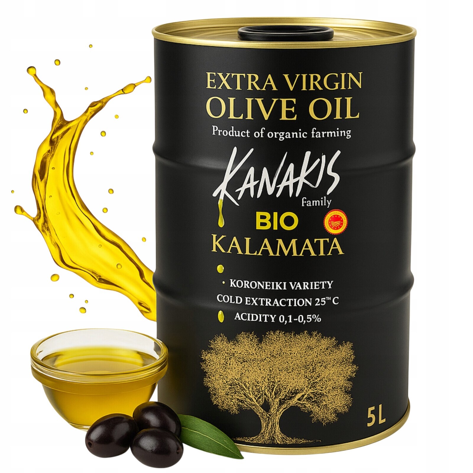 Extra Panenský Olivový Olej 5 L Kanakis Řecký Organický Přírodní Bio