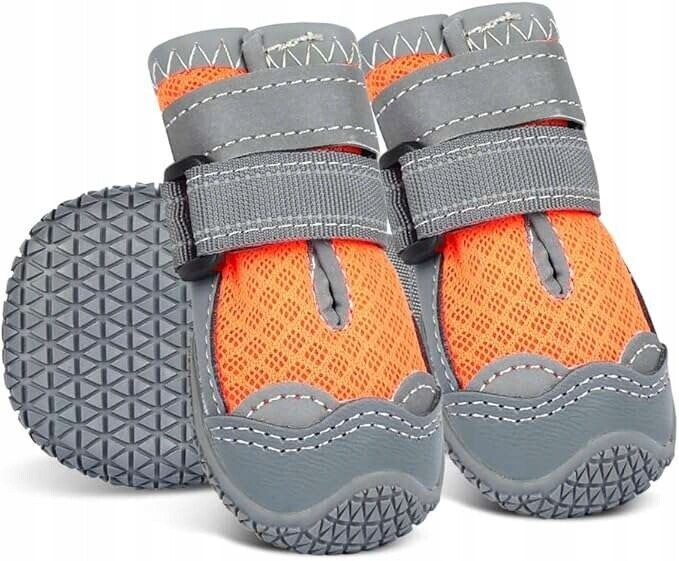 Boty pro psa Voděodolné Protiskluzové Velikost 5 Šedé oranžové 4ks