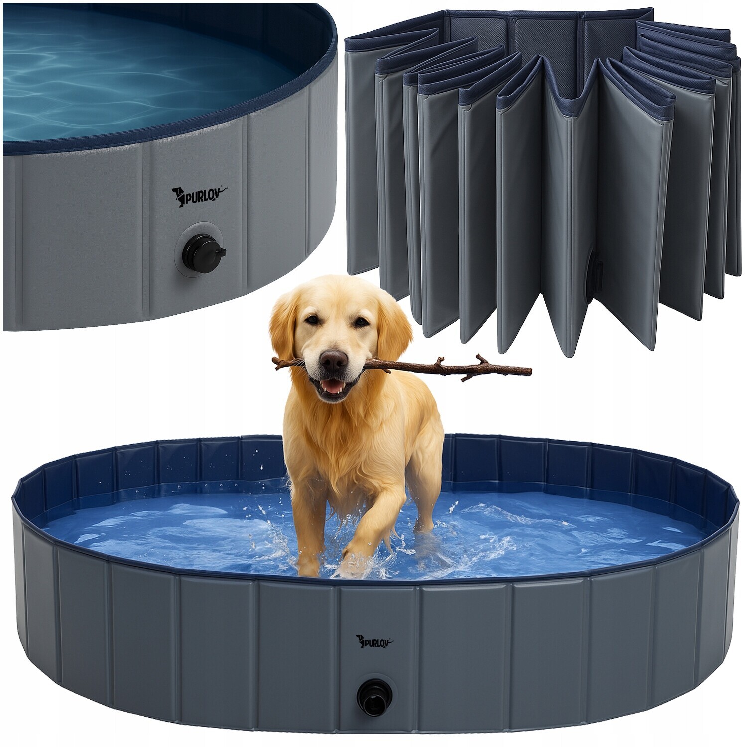 Bazén pro psa Skládací zahradní pro zvířata Velký 160 x 30 cm Kotec do koupele XXL