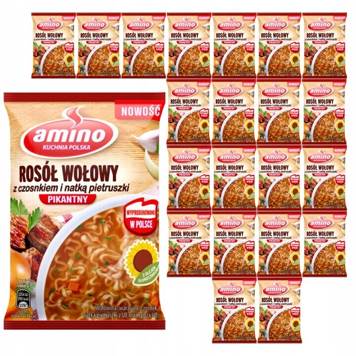 Sada Hovězí vývar Pikantní Blesková polévka 22x60g Amino