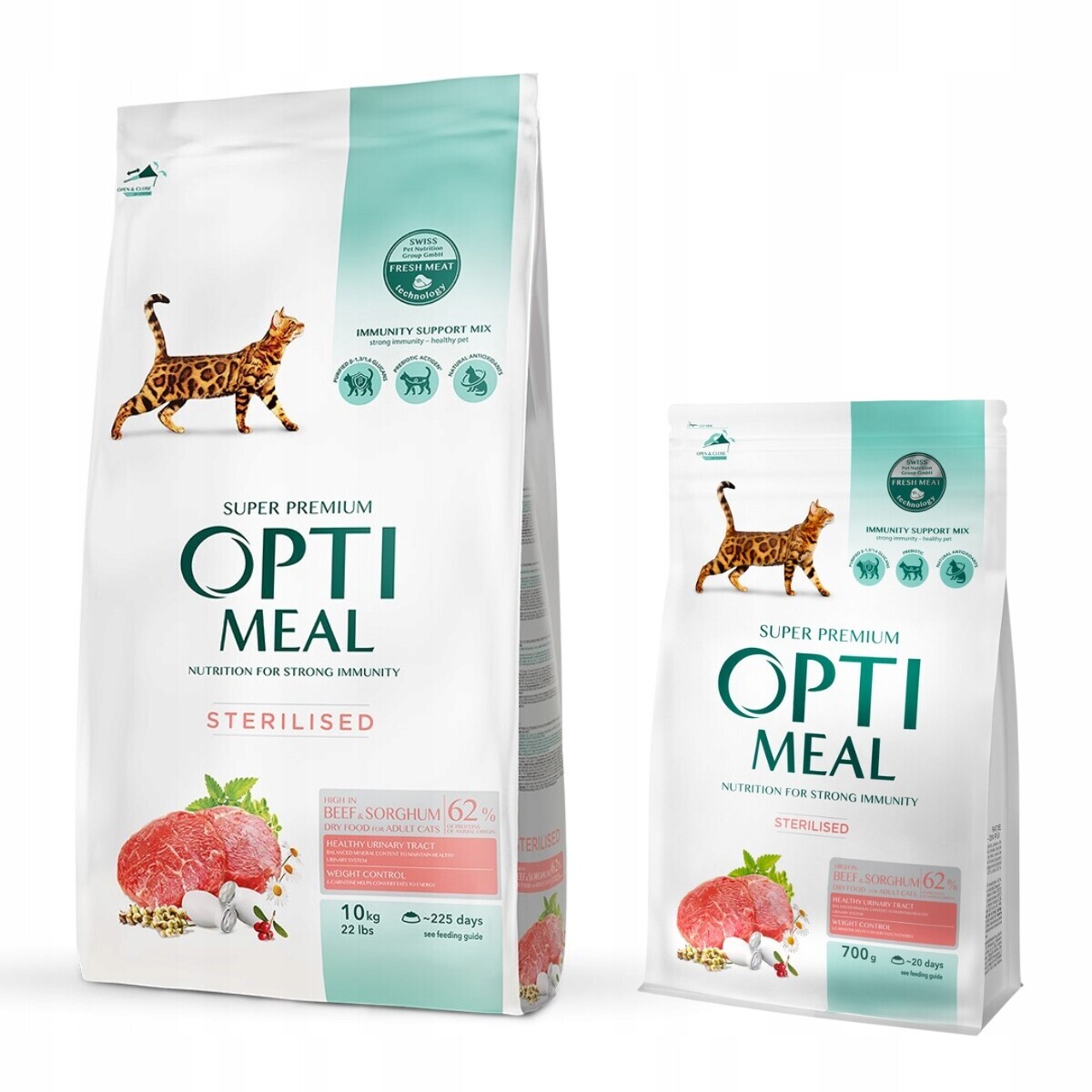 Suché krmivo pro sterilizované kočky a kočky s hovězím masem Optimeal 10 kg 700 g