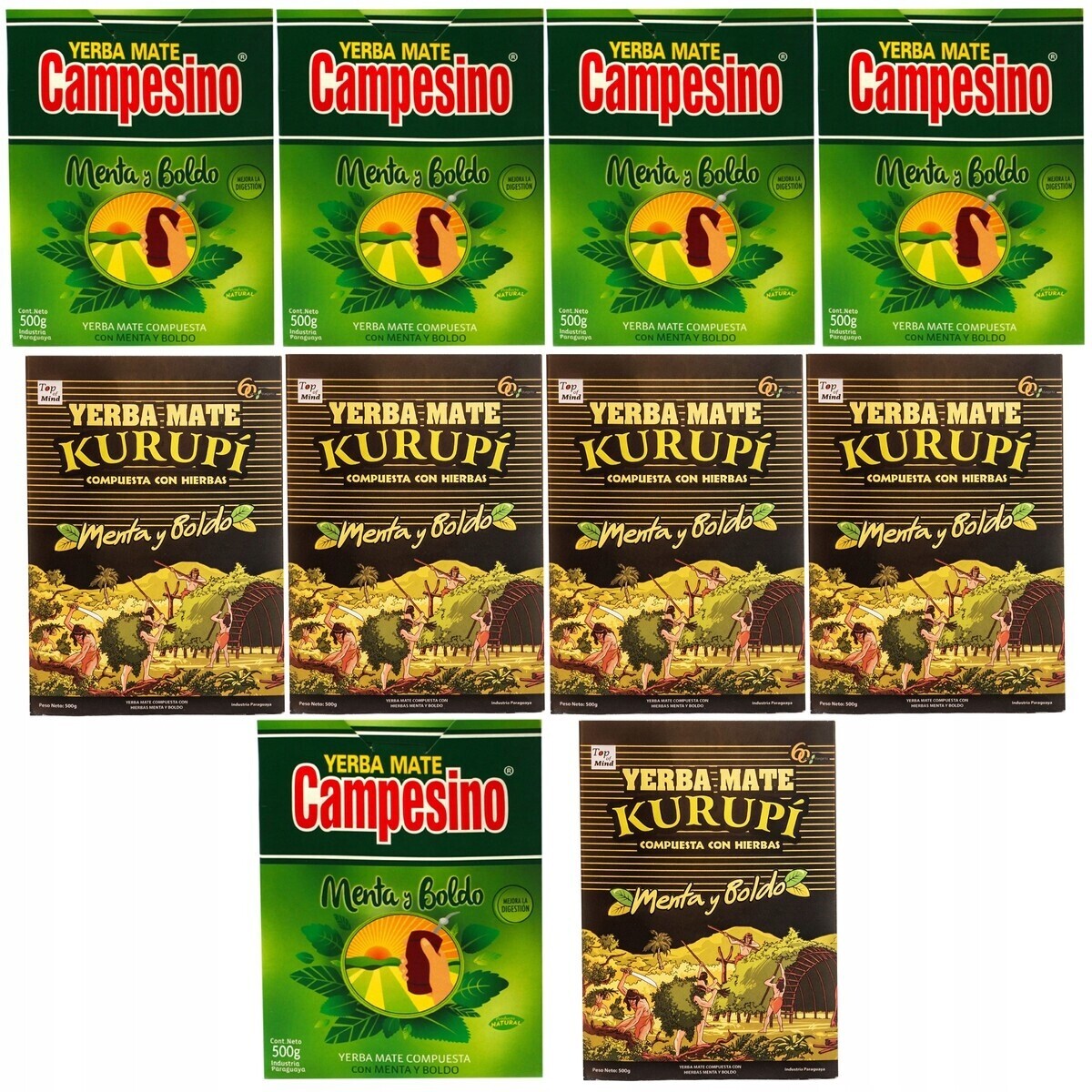 Yerba Mate Menta Boldo 10x500g Kurupi Campesino 5kg Paraguay