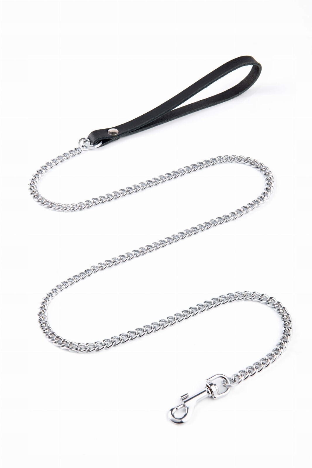 Vodítko 115 cm/8 mm řetěz Chromová rukojeť Kůže