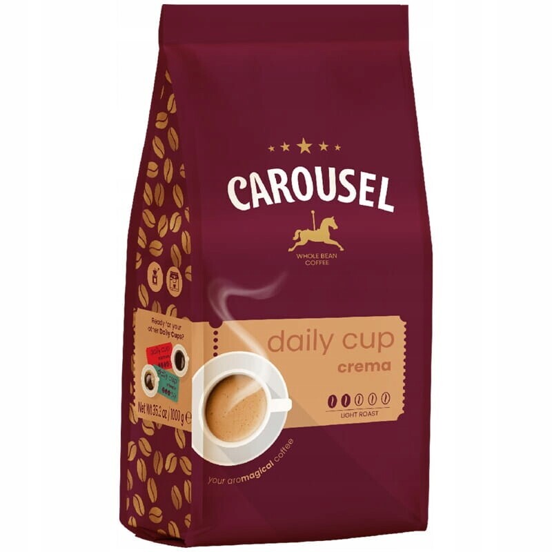 Set 2 Kusů: Káva Zrnková Carousel Coffee Daily Cup Crema 1000 g