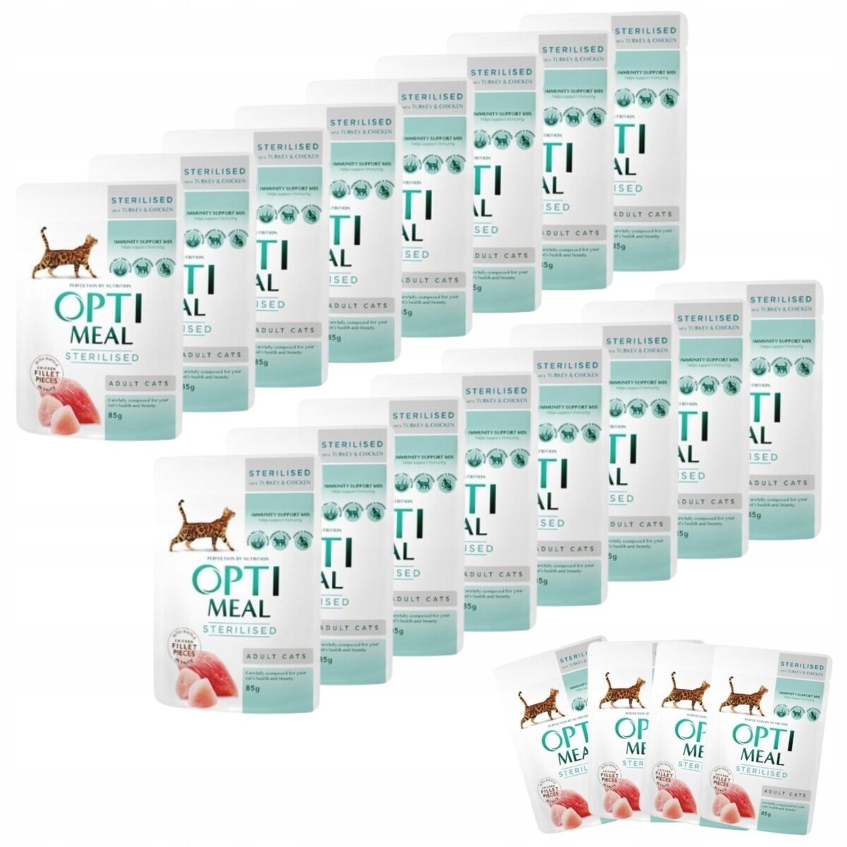 Mokré krmivo pro kočky krůta a kuře 36+12-85 g Optimeal Premium