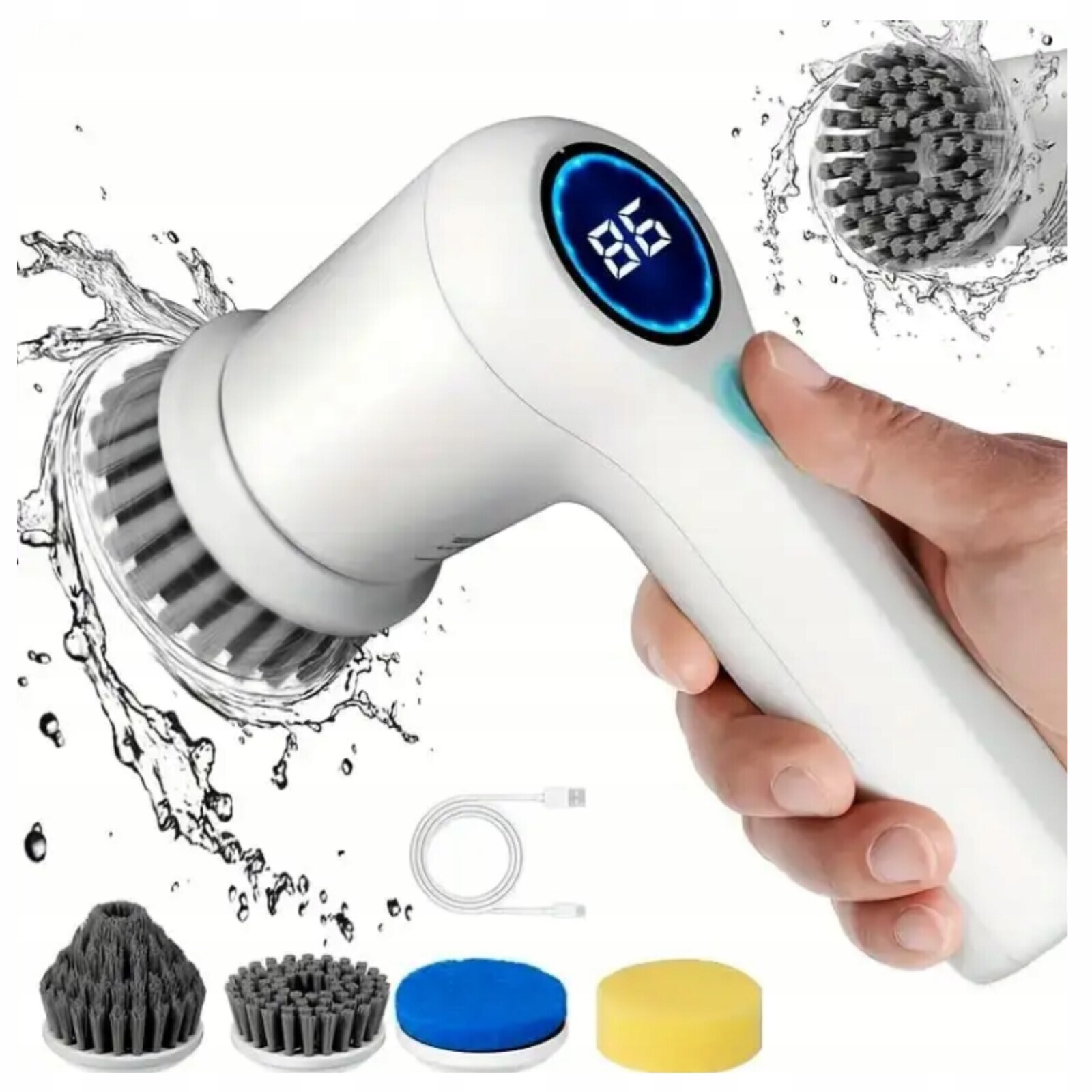 Elektrický Voděodolný Kartáč 5V1 LCD Pro Čištění Usb Bezdrátový