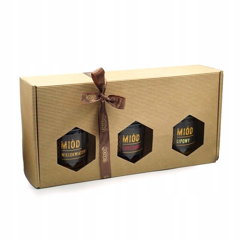 Dárková sada krabička vroubkovaná s medem a paličkou zdravý dárek