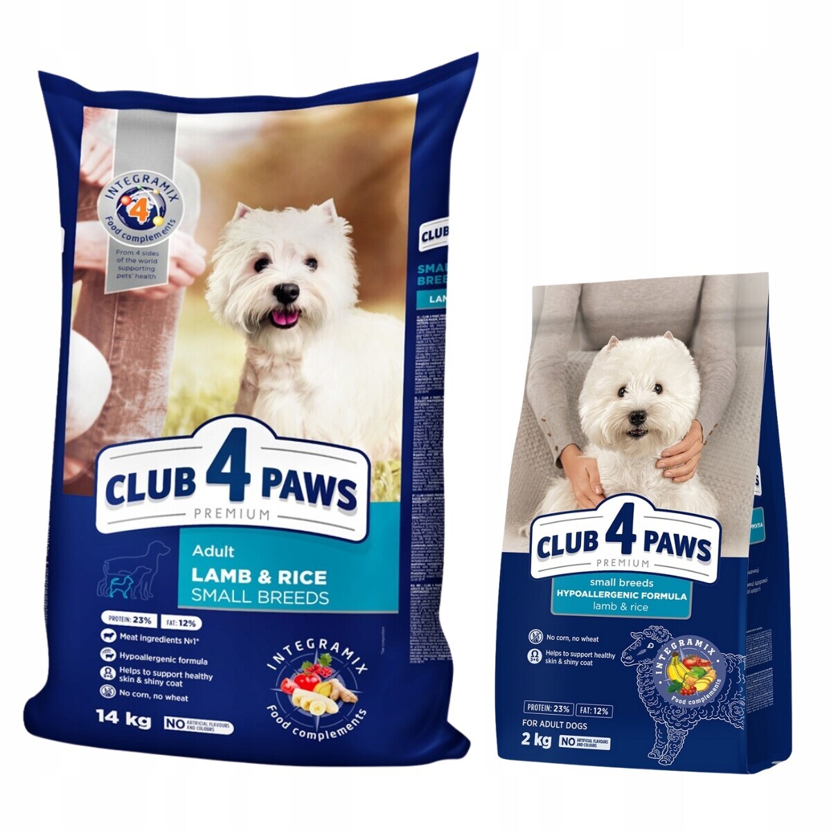 Suché krmivo pro psy malých plemen s jehněčím masem a rýží Club 4 Paws 14+2 kg