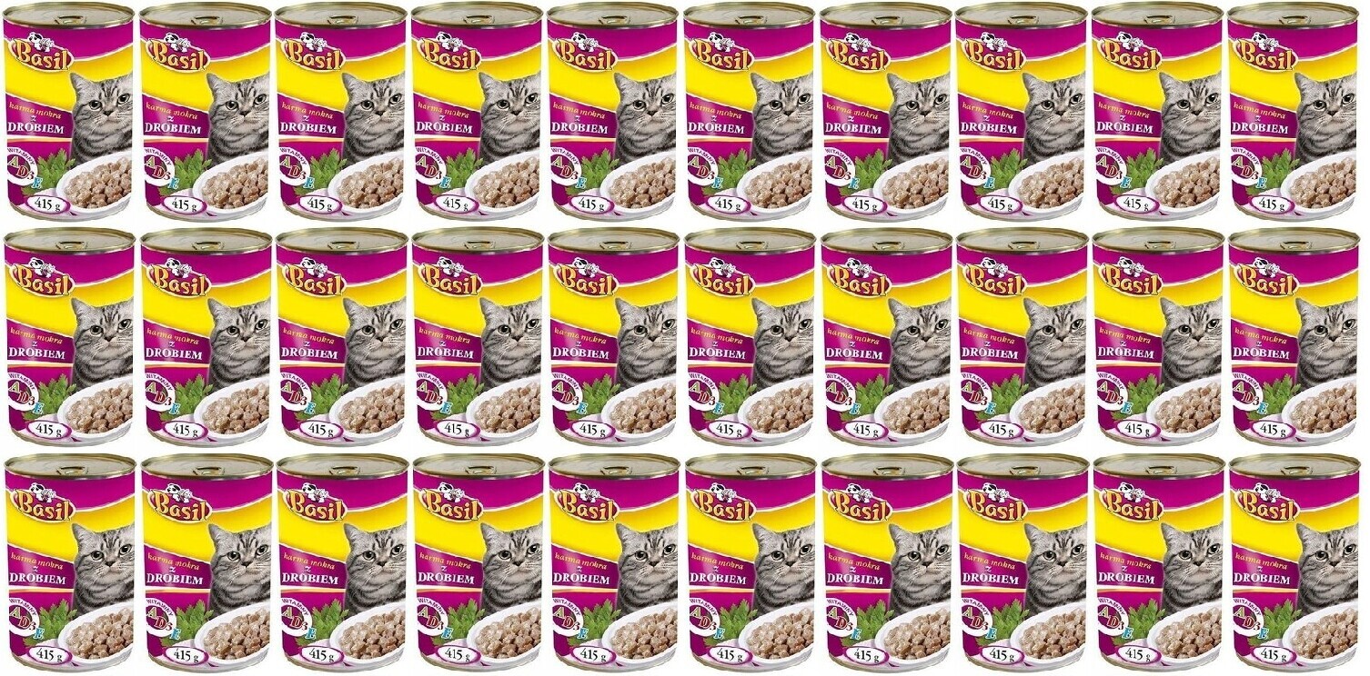 Krmivo Basil 415g s drůbežím pro kočky 30 ks konzerva