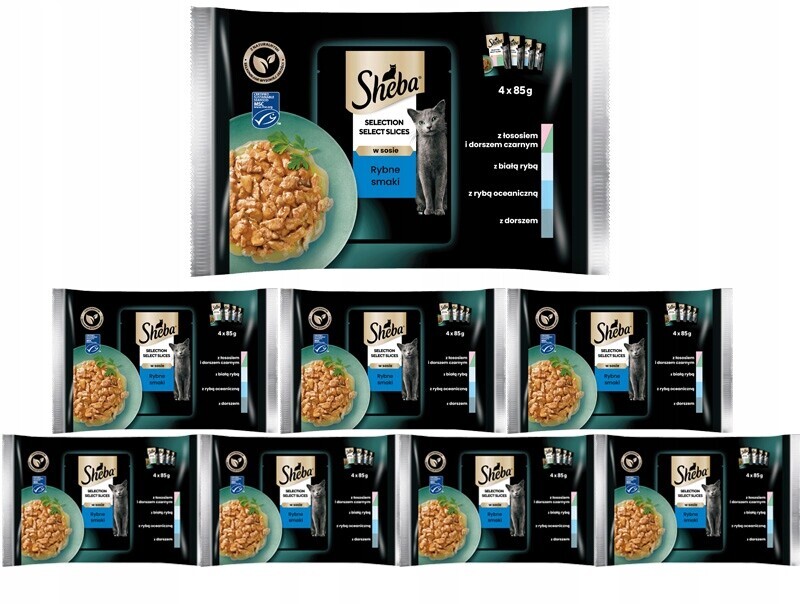 Sheba Slection Select Slices Rybí příchutě v omáčce 32x85g