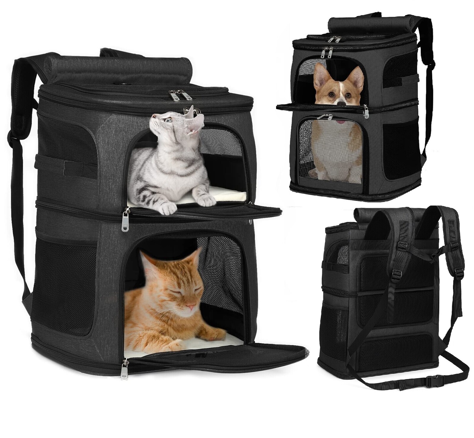 Dvouúrovňový batoh Přepravka pro psa kočku 2v1 Autosedačka I210
