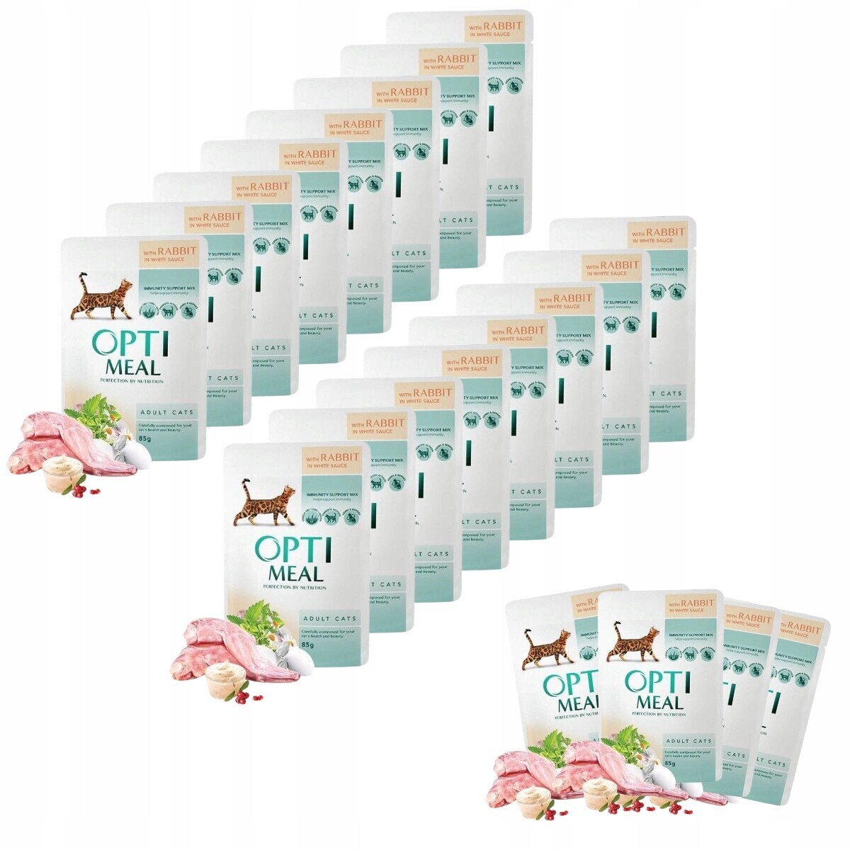 Mokré krmivo pro kočky králík v bílé omáčce 36+12-85 g Optimeal Premium