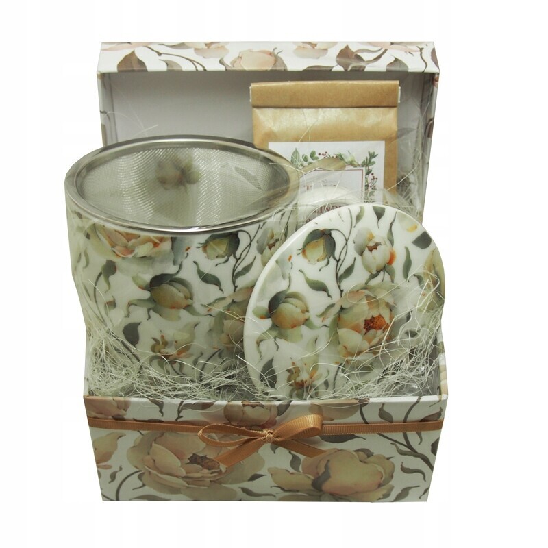 Krabička – hrnek s konvičkou Rose White s čajem