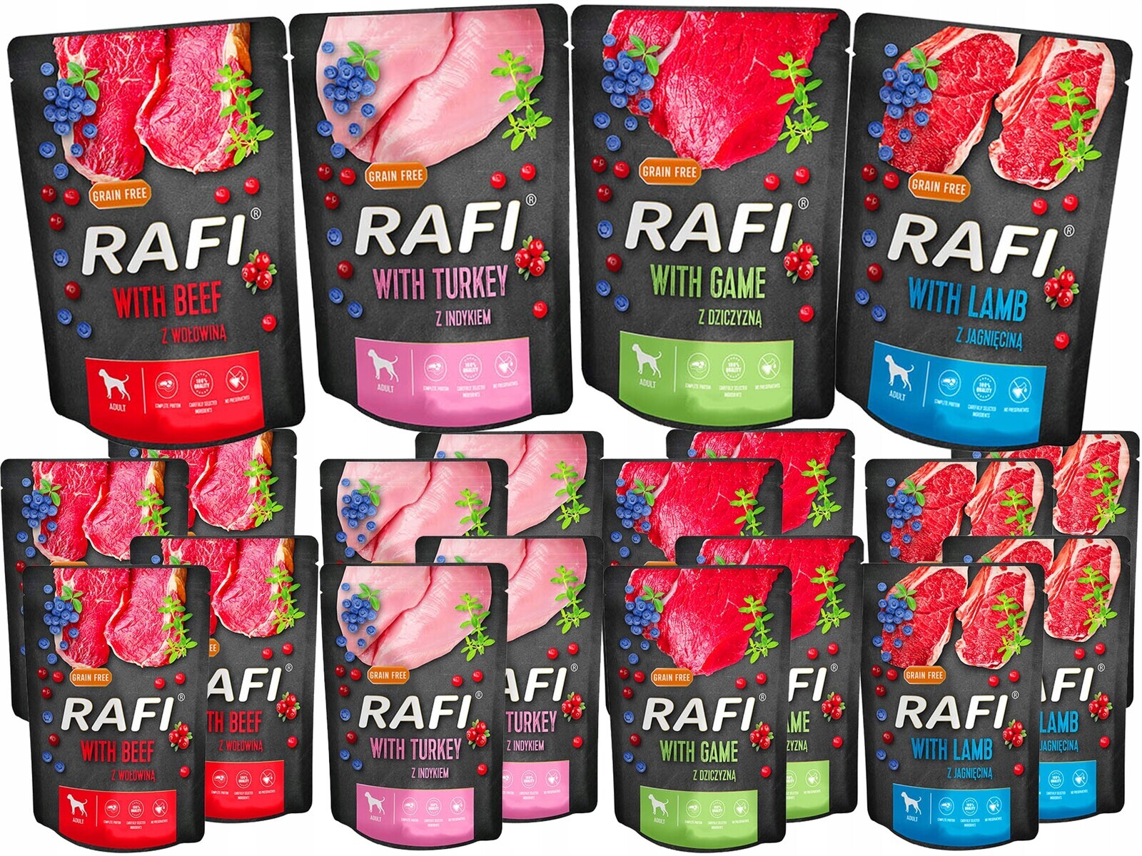 Vlhké krmivo sáčky Rafi mix chutí 20x300 g