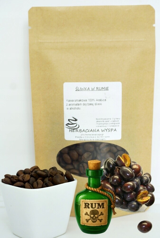 Káva s příchutí Švestky V Rumu 500 g zrnková – meleme jako tinktura