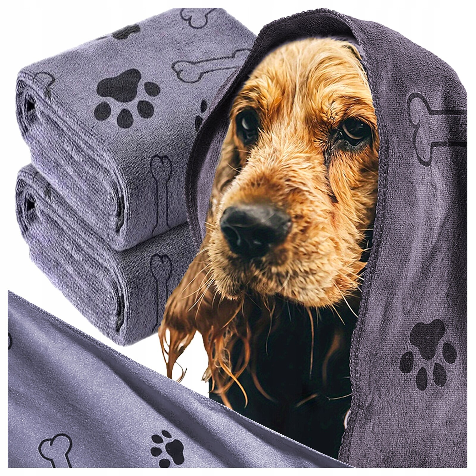 2x Koupelový ručník 70x100 cm pro psa kočku Mikrovlákno Absorpční Mytí Koupel