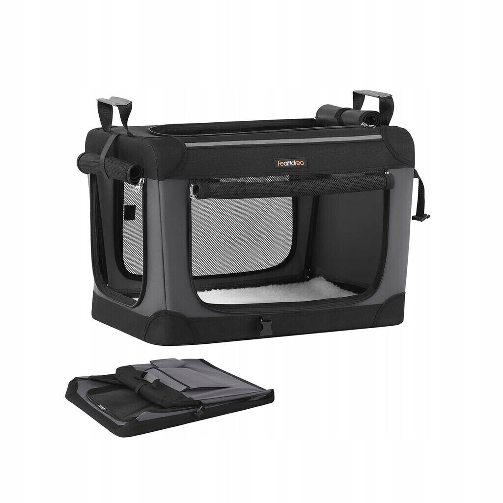 Skládací přepravka pro psa, kočku, velikost M šedý 60x42x42 cm Feandrea/ 75