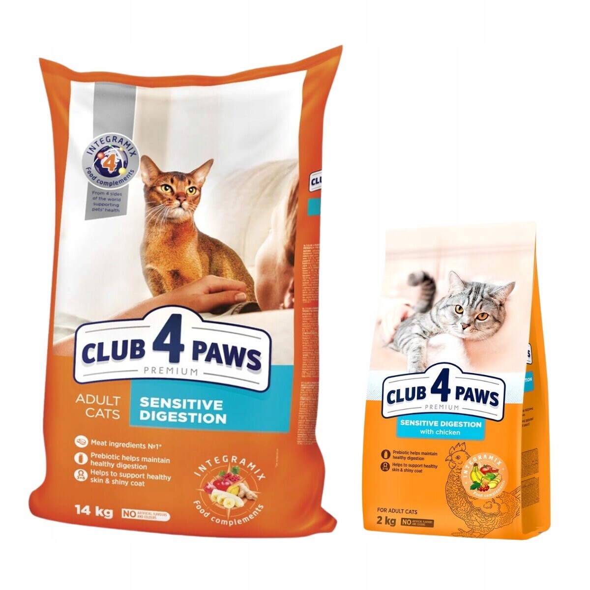 Suché krmivo pro kočky Citlivý trávicí trakt Kuře Club 4 Paws 14+2 kg