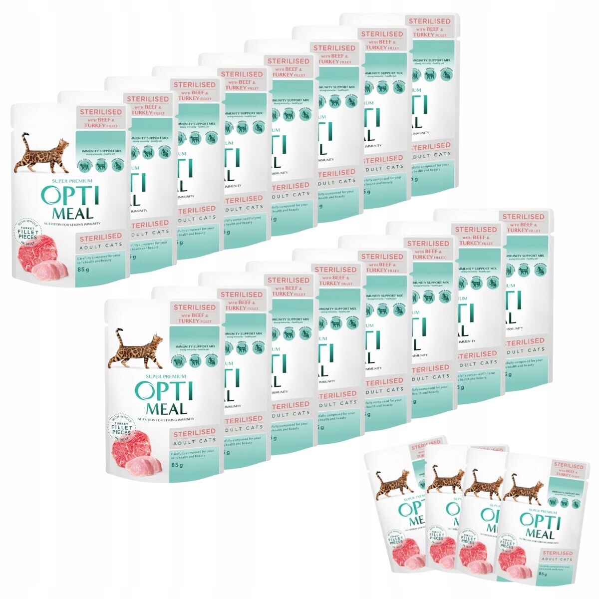 Vlhké krmivo pro kočky s hovězím a krůta 36+12-85 g Optimeal Premium