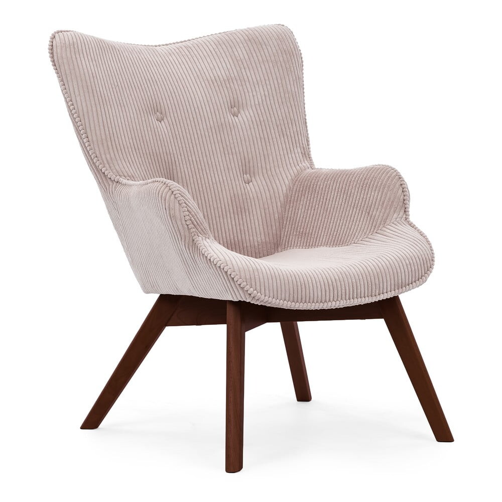 Světle růžové manšestrové křeslo Niko – Ropez