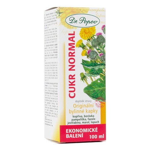 Cukr normal, originální bylinné kapky, 100 ml Dr. Popov