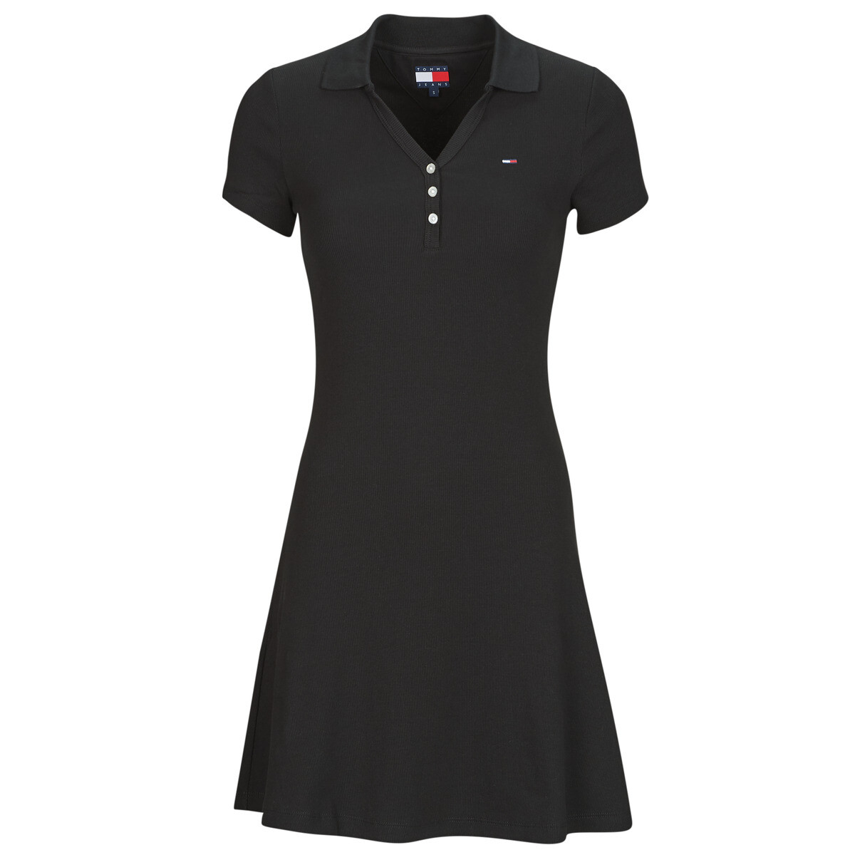 Tommy Jeans  TJW F F RIB POLO DRESS EXT  Černá