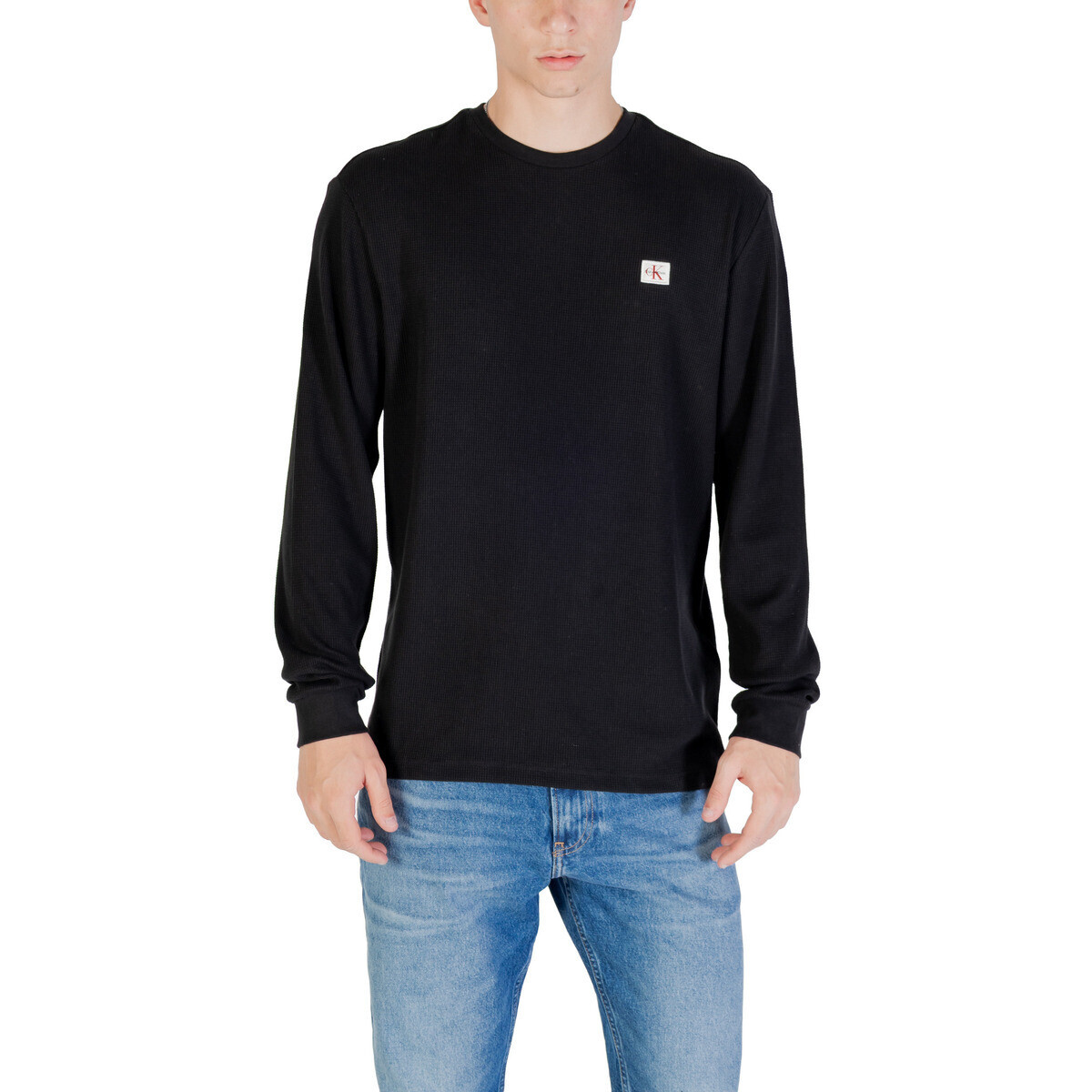 Calvin Klein Jeans  LS WAFFLE BADGE CREW LV040EM217  Černá