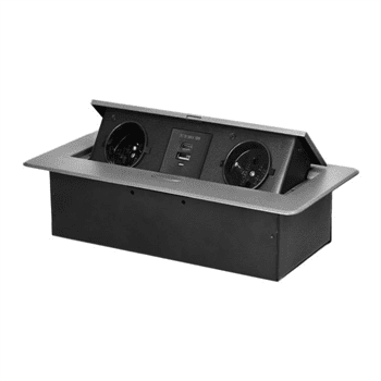 Výklopný blok zapuštěný ORNO OR-GM-9034/G, 2x 230V, 1x USB-A, 1x USB-C, stříbrná