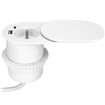 Zapuštěná zásuvka s posuvným víkem ORNO OR-GM-9042/W, 1x230V a 2xUSB (type A+C; PD20W), 1,9m, bílá