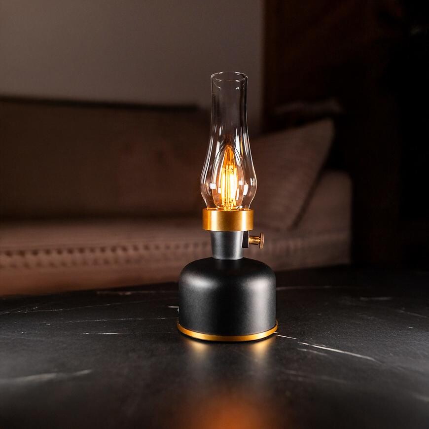 Stolní lampa Olia USB IP44 black