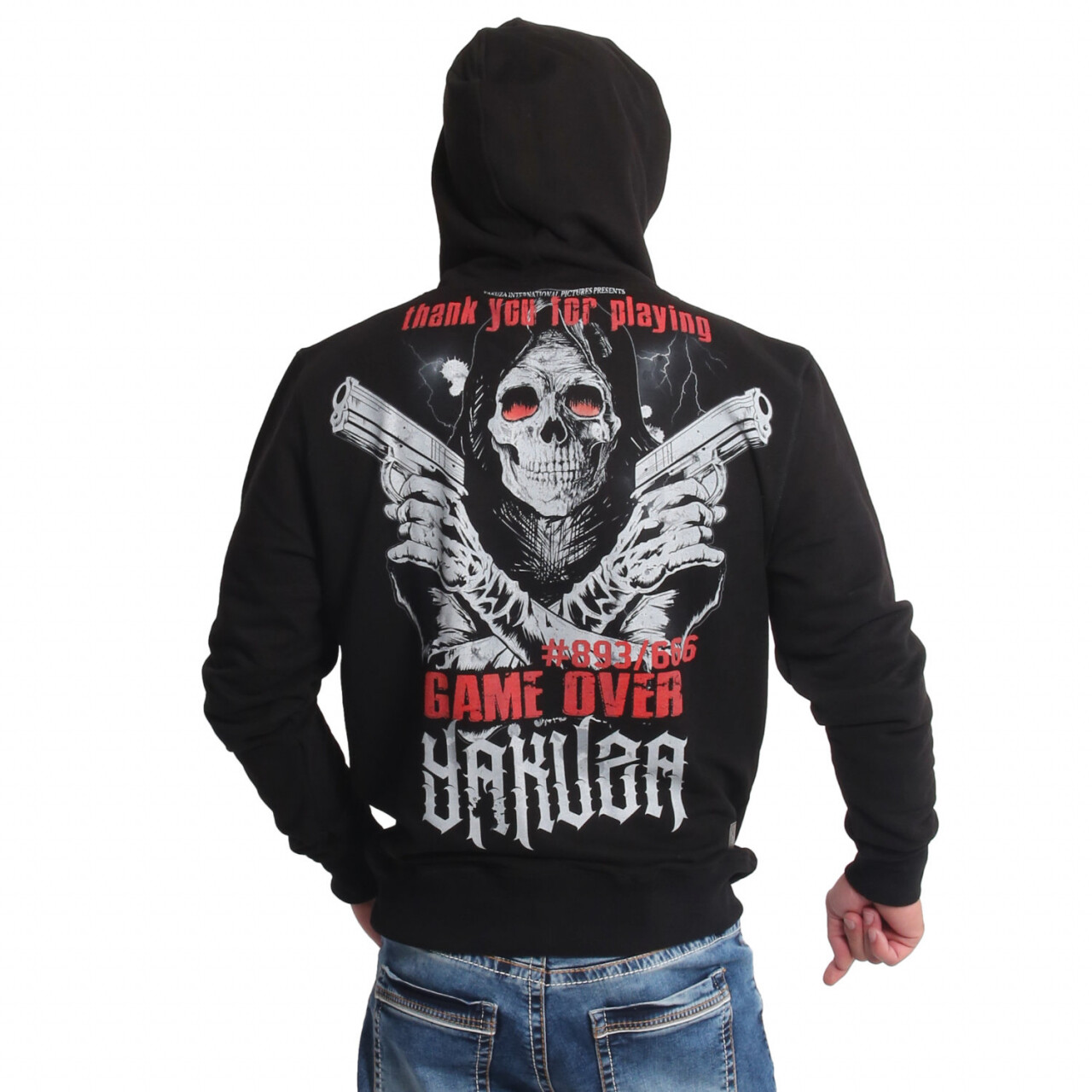 Mikina s kapucí Yakuza Trouble23 - černá-šedá, XL