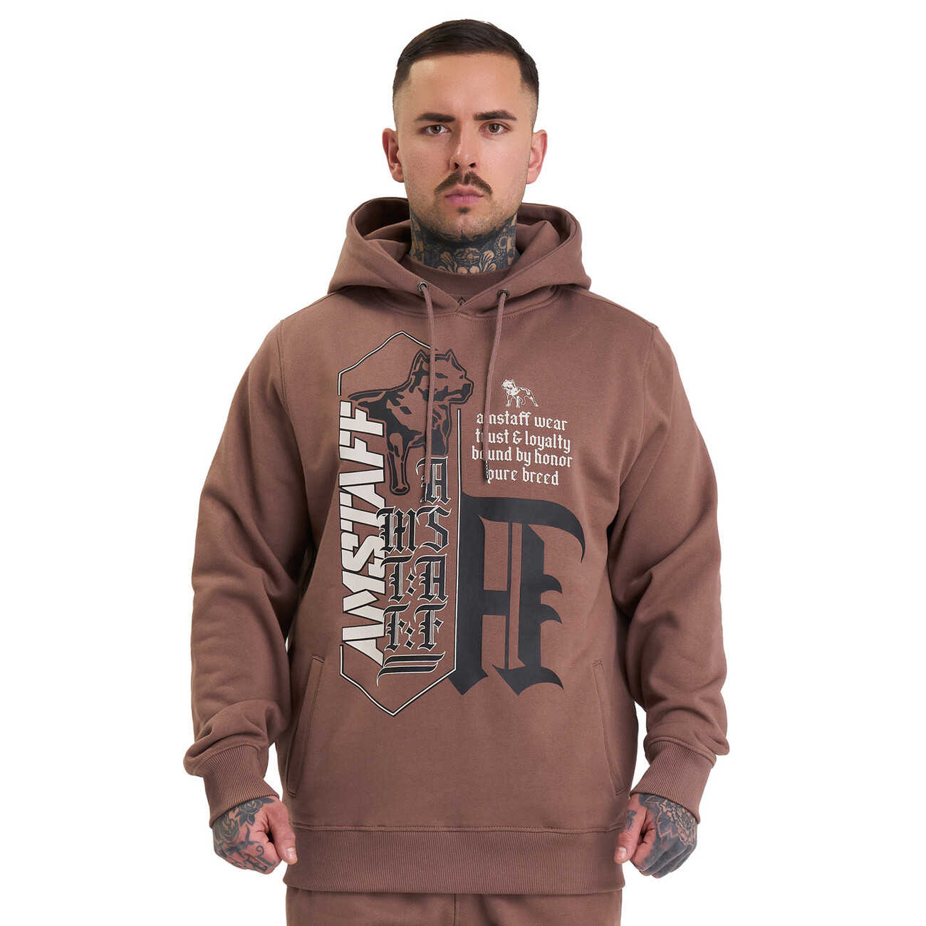 Mikina s kapucí Amstaff Anturis - hnědá, L