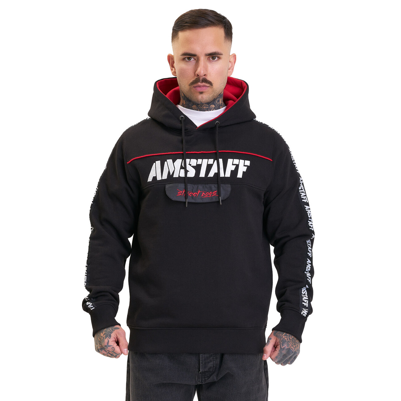 Mikina s kapucí Amstaff Street Dogs - černá, M