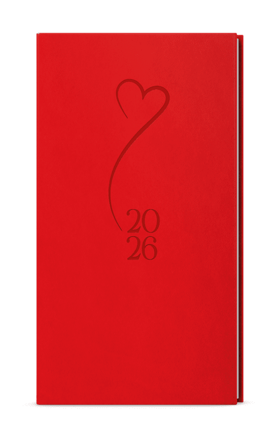 Baloušek Týdenní diář Jakub - Vivella s ražbou - kapesní - červená - Srdce - BTJ61-6-26