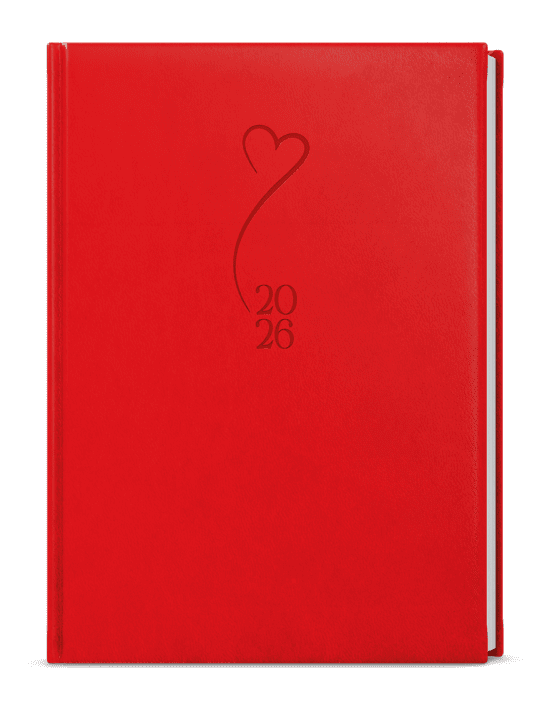 Baloušek Denní diář Adam - Vivella s ražbou - B6 - červená - Srdce - BDA61-6-26